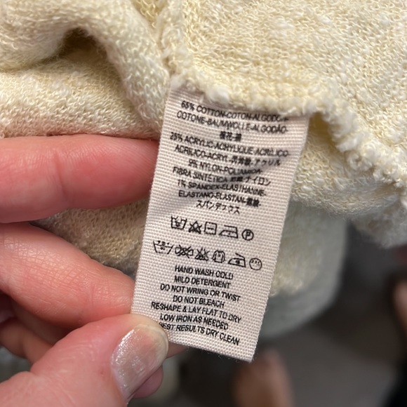 FREE PEOPLE OVERSIZED CREAM TEXTURED LONG SWEATER SMALL - Picture 13 of 14